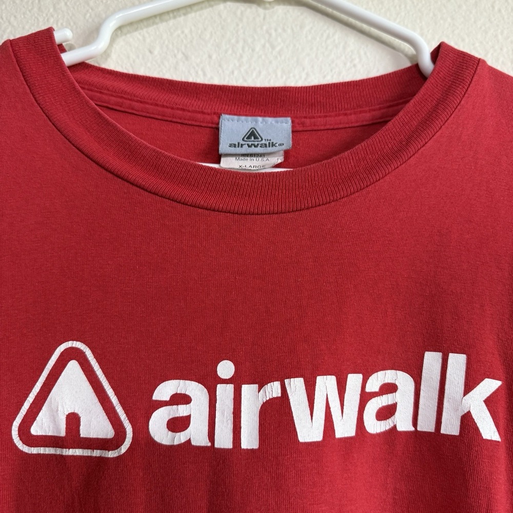Vintage 90s Airwalk T Shirt Mens‎ XL Red Skate Single Stitch USA Grunge X Large